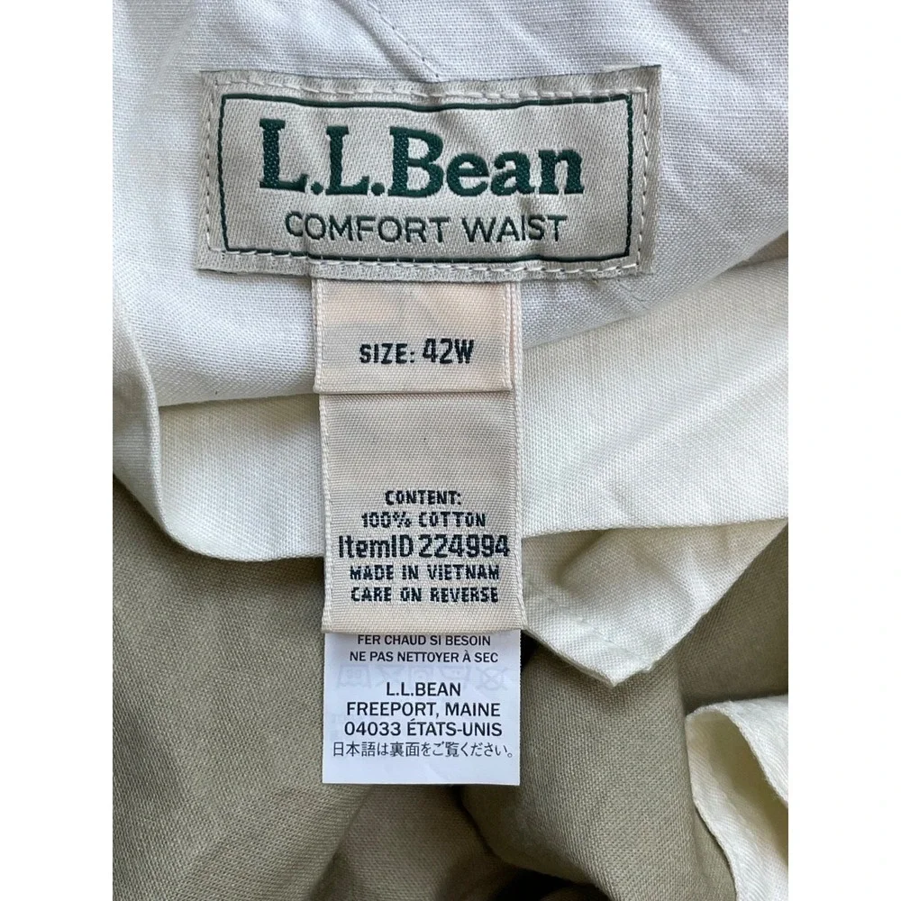 LL Bean Shorts Mens 42 Beige 100% Cotton Cargo Outdoor 6